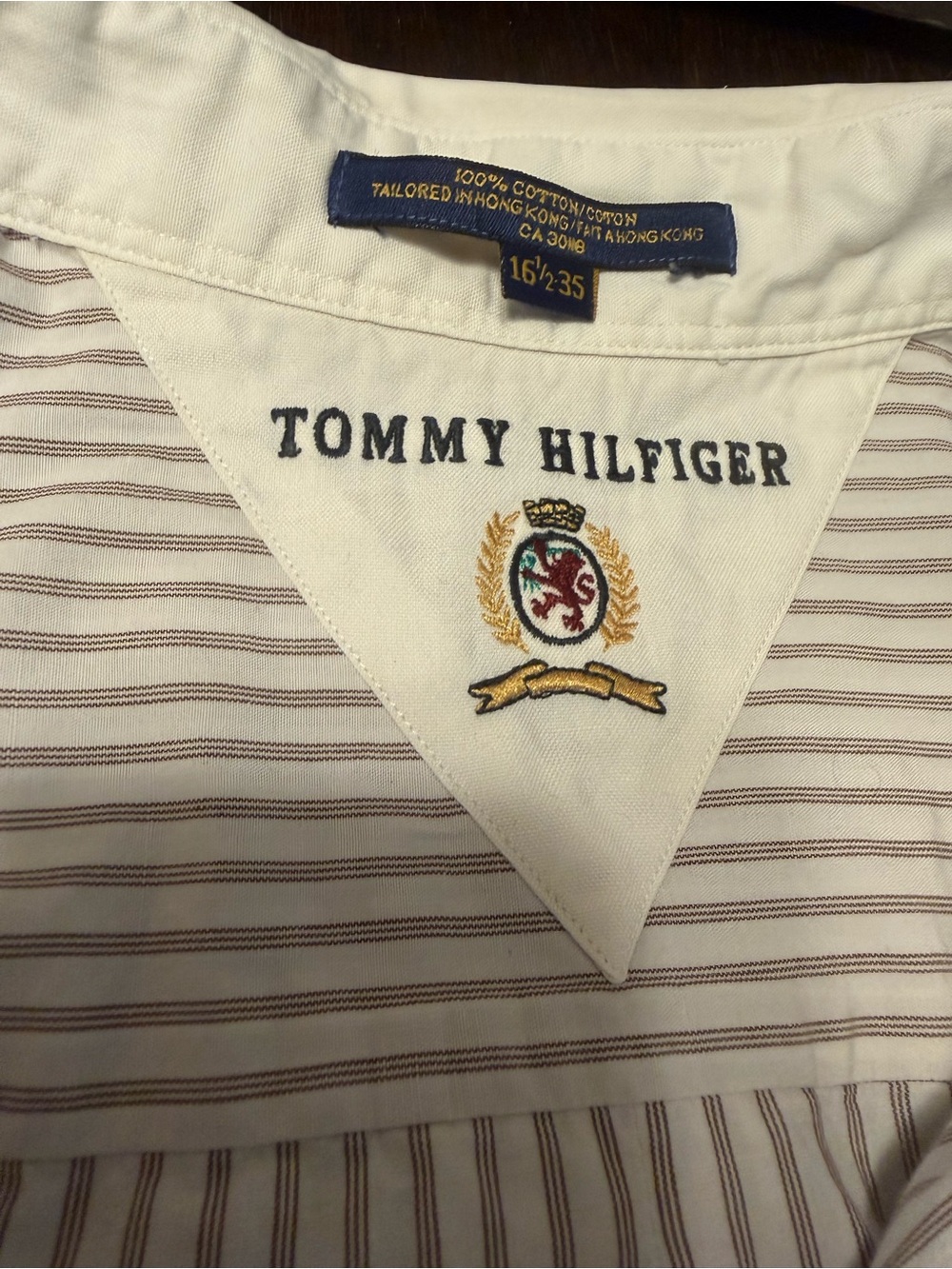 Vtg Tommy Hilfiger Mens Large 16 1/2 - 35 Short Sleeve Button Down Striped Shirt - Picture 10 of 13